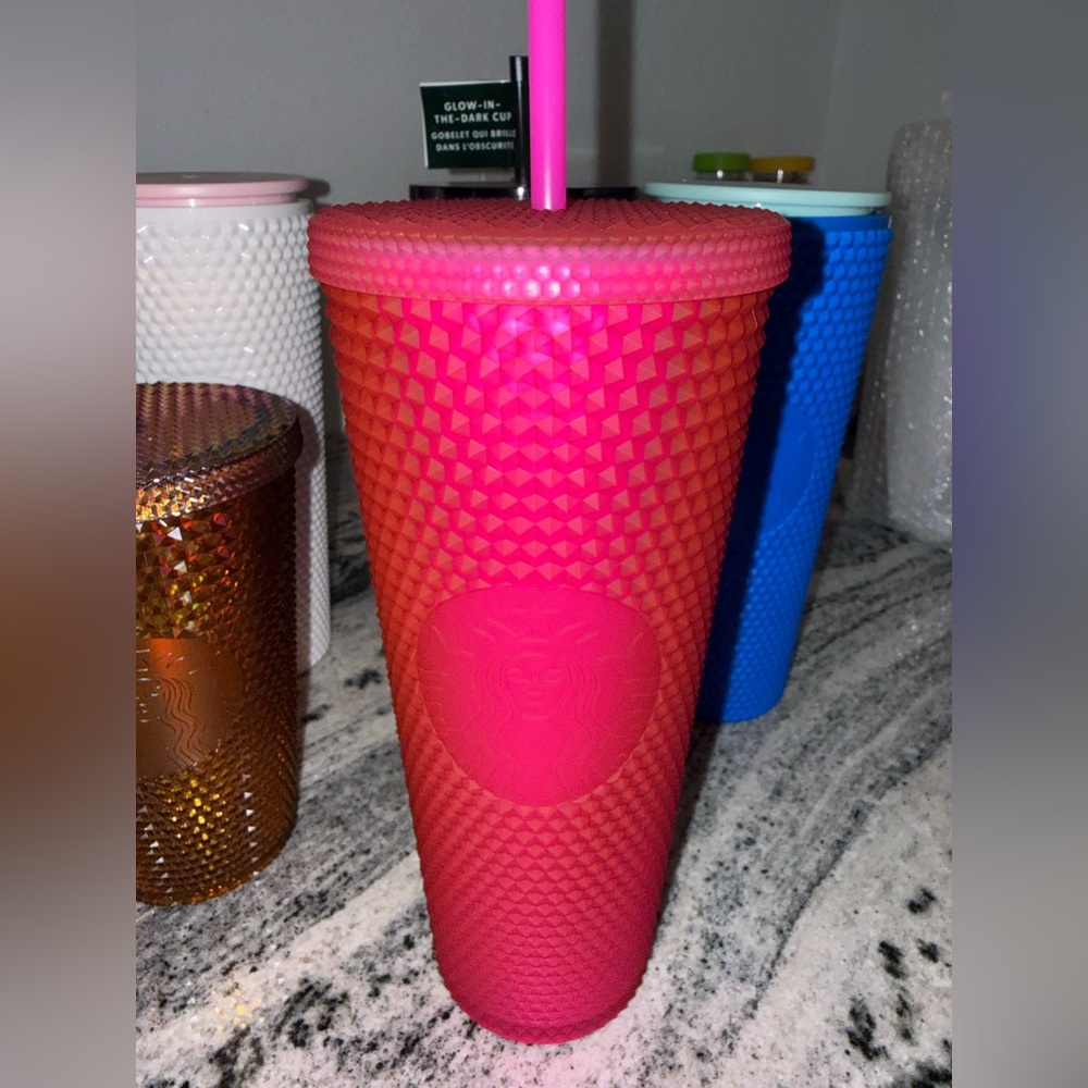 Starbucks neon matte Pink Textured Tumbler with Straw